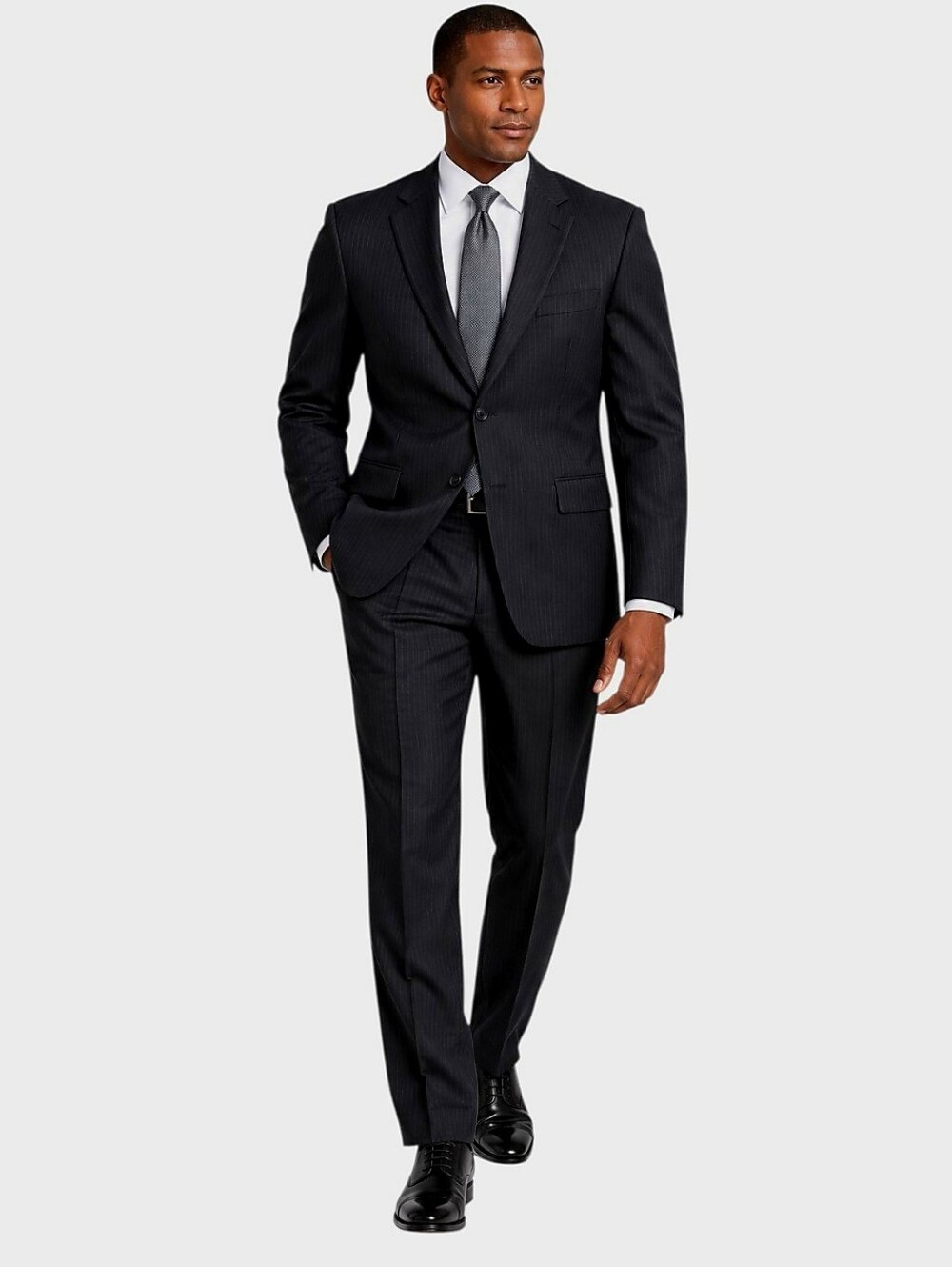 Jos. A. Bank Men’s 42R 100% Wool Black Pinstripe 2 Piece Suit
